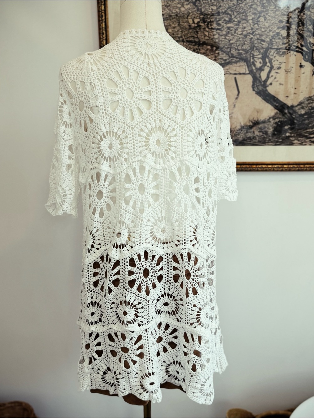 Free People White Crochet Long Openfront Cardigan - Picture 3 of 3